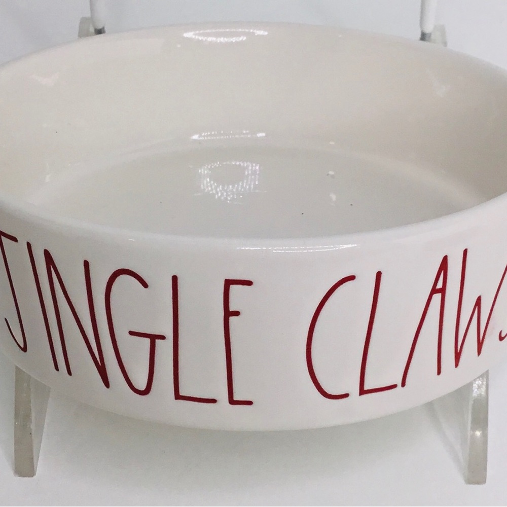 New Rae Dunn Christmas “JINGLE CLAWS” Water Or Food Bowl